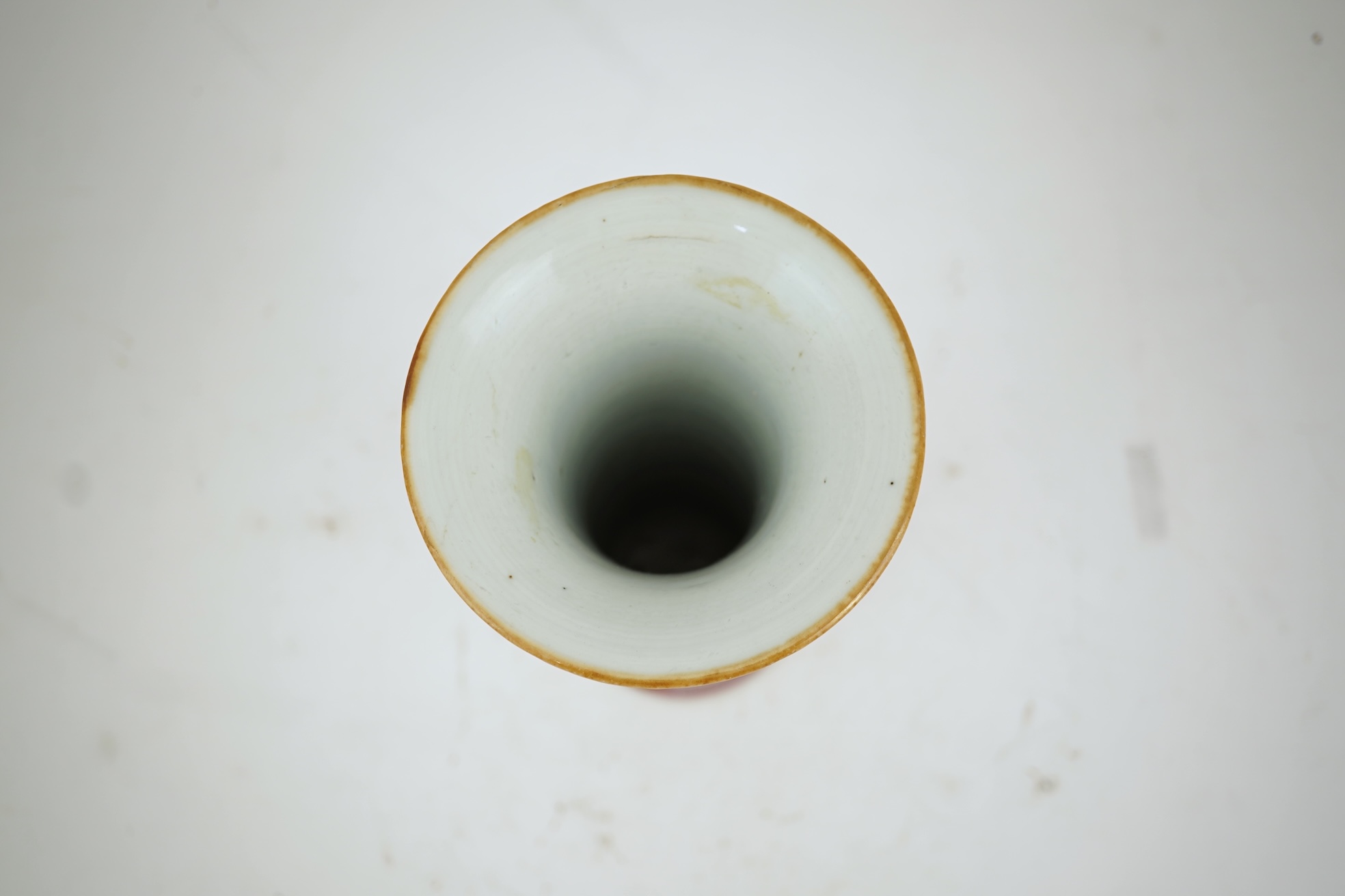 A Chinese famille rose ‘cockerel’ beaker vase, Qianlong period